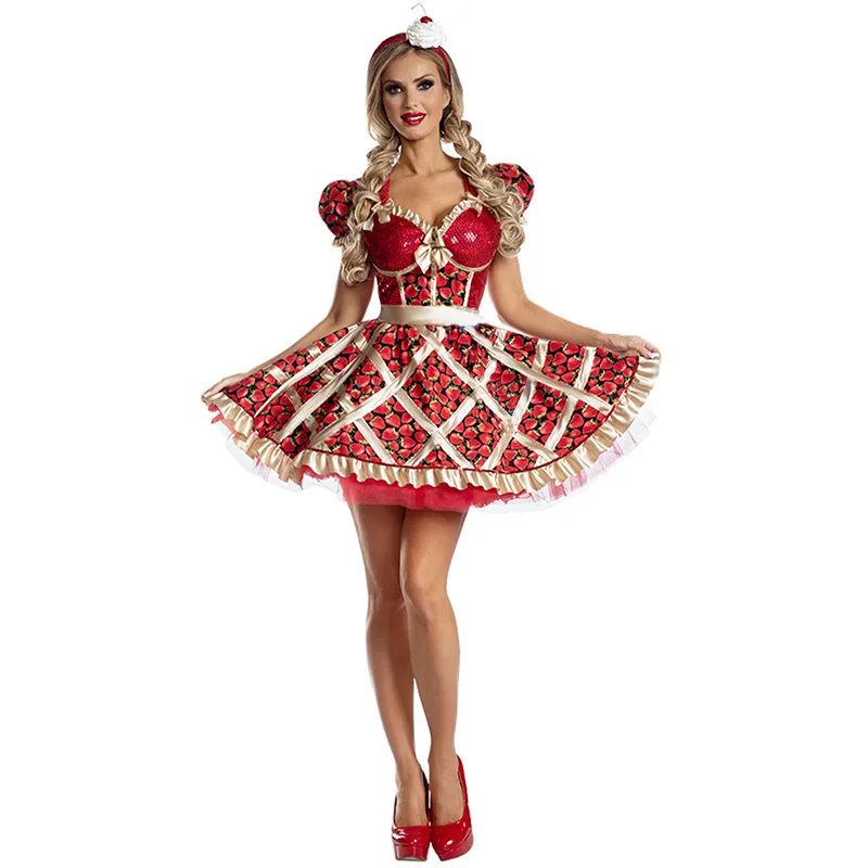 

Halloween Cosplay Queen Of Hearts Dress Woman Stage Costumes