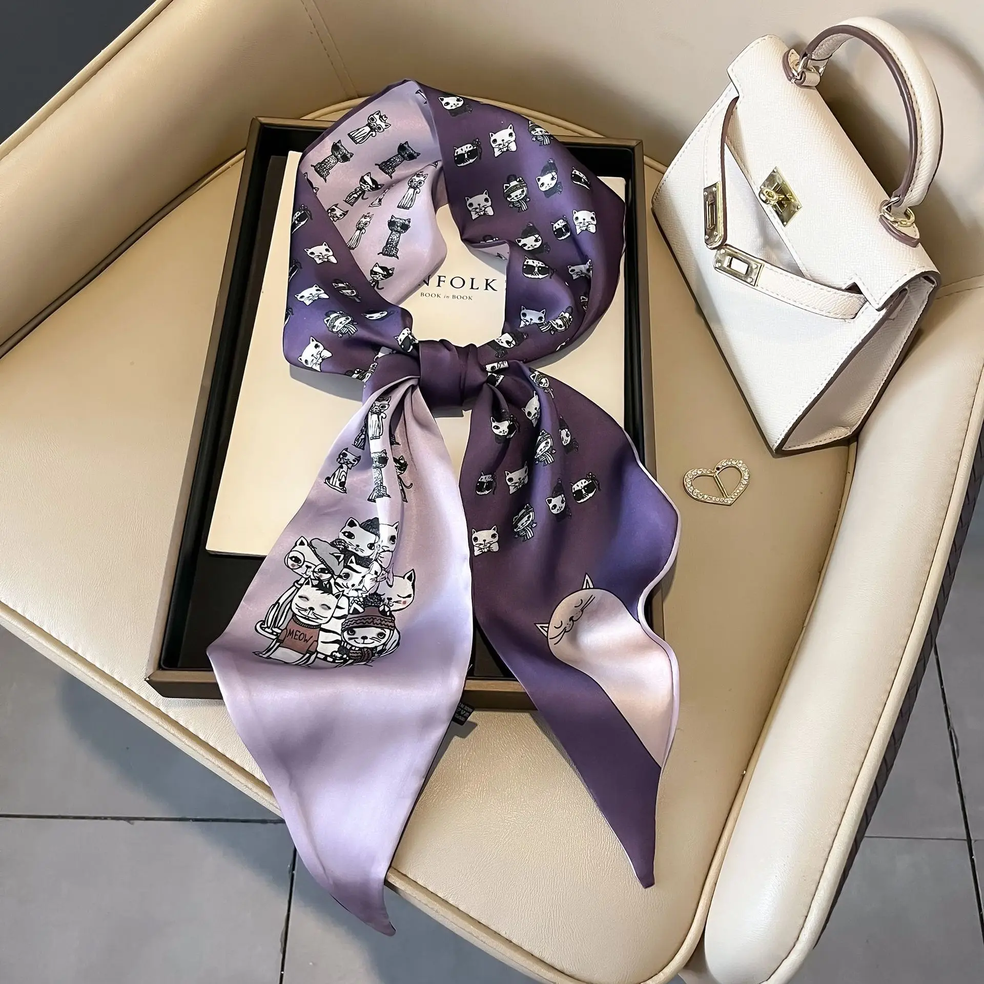 Luxury Zebra Print Silk Square Scarf Women Soft Satin Kerchief Hairband Neckerchief Head Hijab Lady Headband Foulard Bag Ribbon view 6