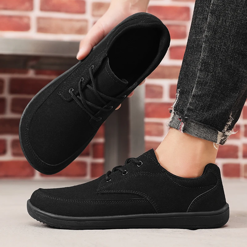 

Outdoor Men Casual Sneakers Suede Comfortable Wide Toe Barefoot Shoes Lightweight Breathable Zero Soles Walking Hiking Shoes