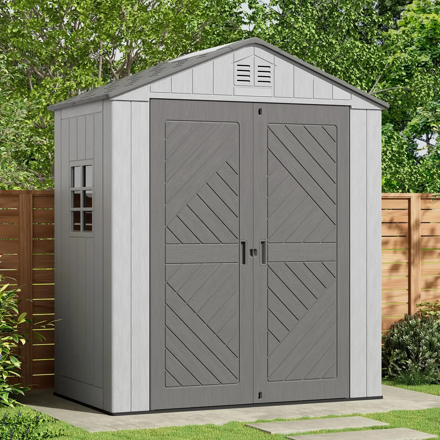 

6x4 FT Weather Resistant Outdoor Storage Shed with Floor Lockable Garden Tool Lawn Mower Bike Pool Supplies, Customized