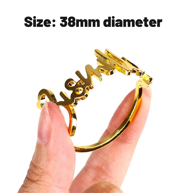 خاتم منديل ذهبي لحفلات الزفاف والفندق ، لوازم الطاولات ، أدوات المائدة الدائرية ، خاتم رسالة فضي وذهبي ، ديكور الحفلات ، هدايا لتجمع العائلة #5