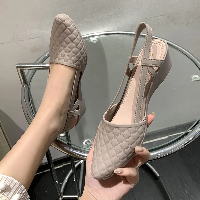 Fashion Women's Jelly Shoes With Soft Wedge Heels, Non-Slip, Water-Resistant, Perfect For Work, Casual, Night Out, All Seasons