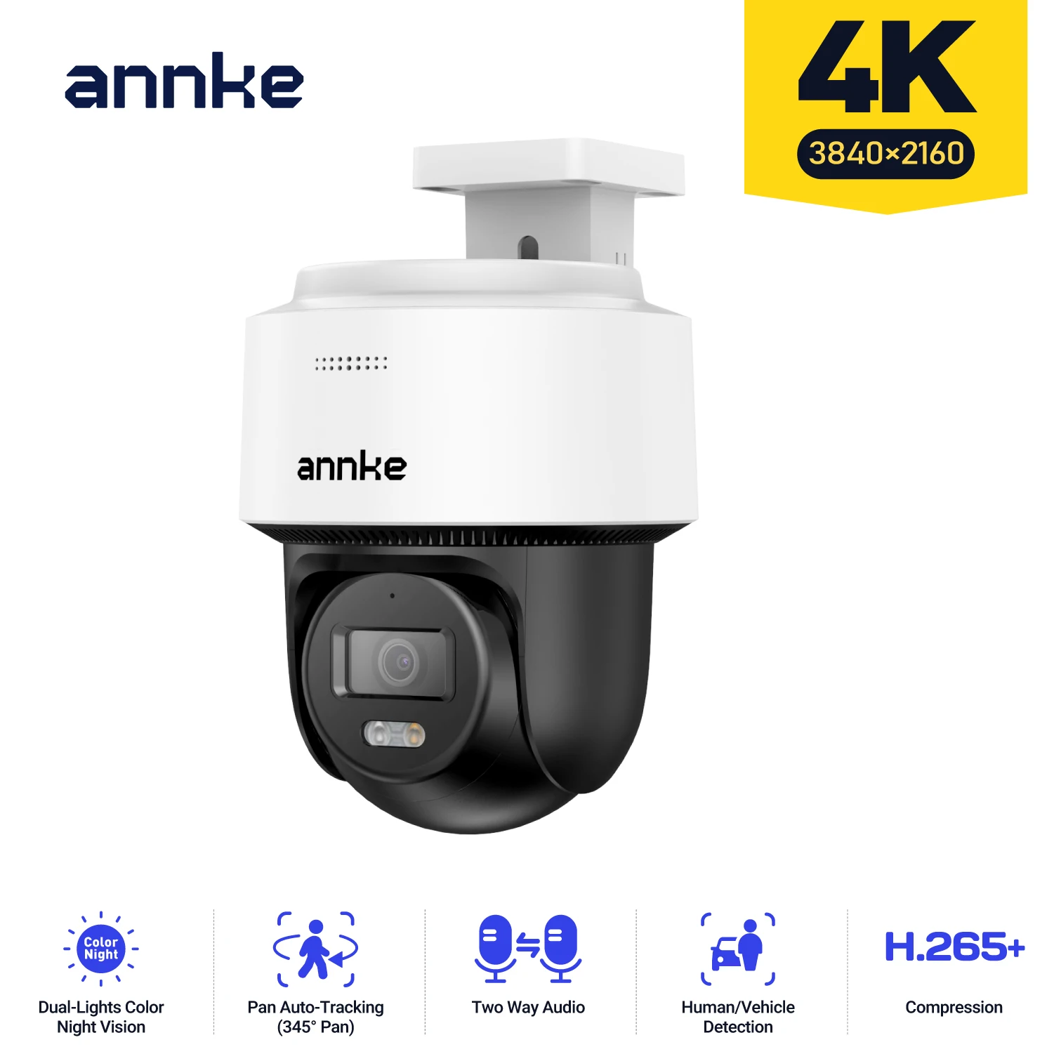 

ANNKE 4K PoE PT Speed Security Camera Color Night Vision Motion Detection Built-in Microphone Security Protection Cameras