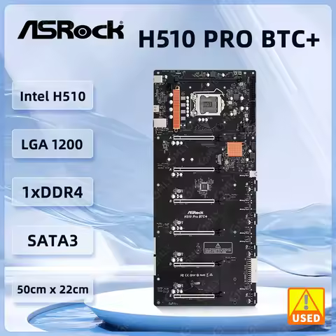 ASRock H510 PRO BTC+ Mining Motherboard LGA1200 Intel H510 DDR4 32GB Port M.2 For i3-10105F i5-11600KF 11400 10300 10900 cpu