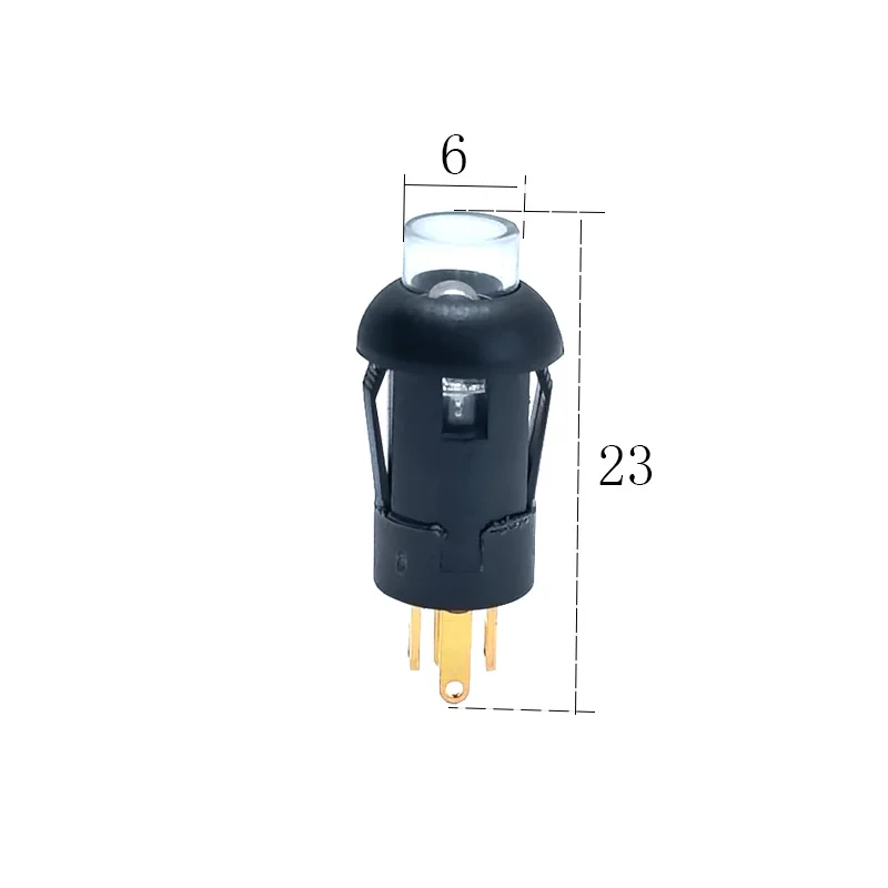 2pcs Dailywell PBL-06/03 Pushbutton Switch Green/Red LED Momentary Reset Gold-Plated Terminals Round Non-latching Snap-in Mount