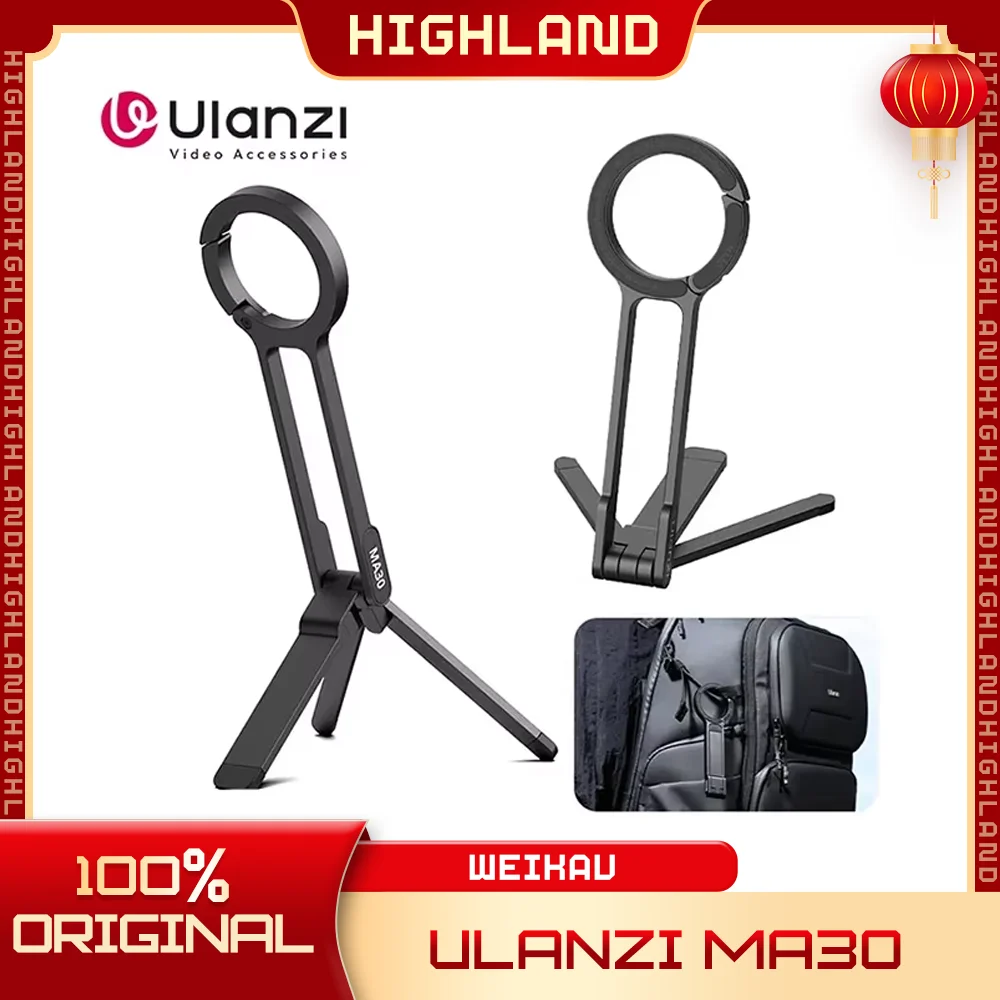 Ulanzi Ma30 Carabiner-Mounted Phone Dual-Sided Magnet Tripod Desk Mount Tripod Custom Phone Handle For Iphone 15 16 Pro/Pro Max