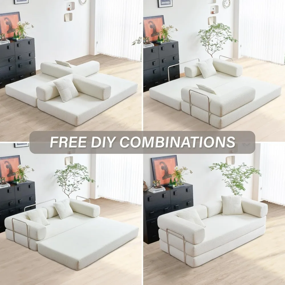 Folding Sofa Bed 78 Convertible Couch with Memory Foam and Pillow Back Support for Comfortable Sleeping