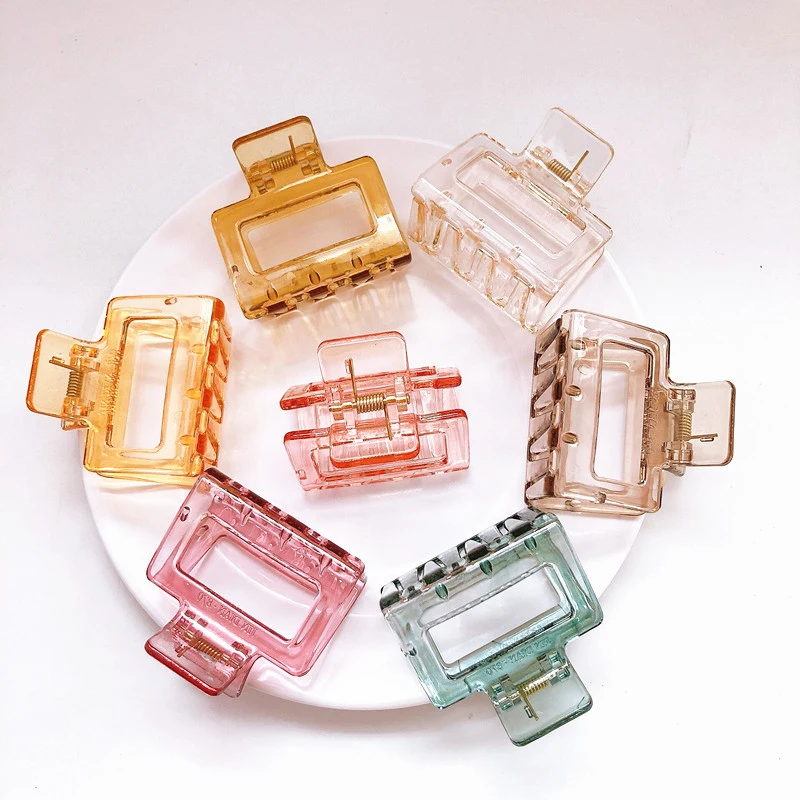 Square Transparent Hair Claw Korean Style Crab Clamp Geometric Transparent Hairgrip Beautiful Hair Accessories Claw Clip