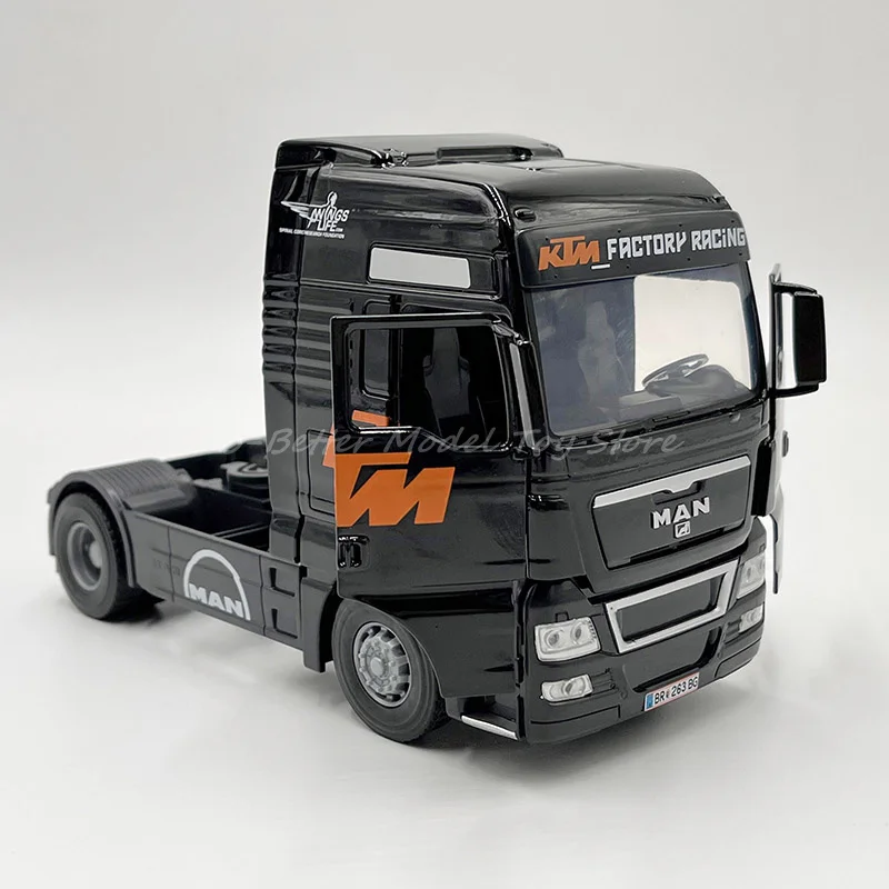 Joy City  1:32 Diecast Truck Model Toy Man TGX Black Tractor Vehicle Replica Collector Edition