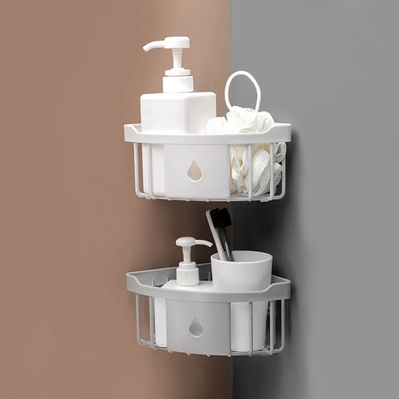 

Plastic Corner Storage Rack Kitchen Organizer Shelf Bathroom Corner Toiletries Storage Holder Sink Sponge Brush Holder