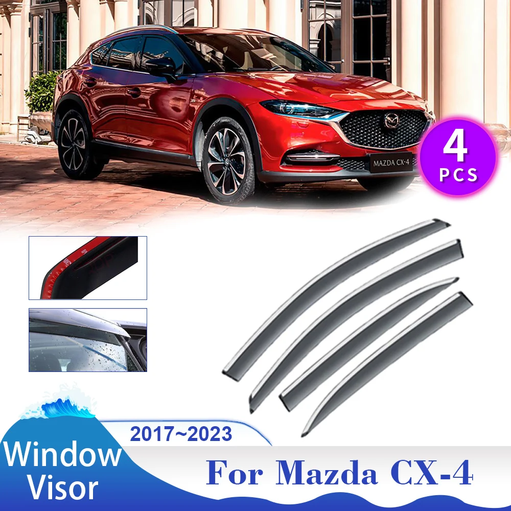 

Window Visor for Mazda CX-4 CX4 2017~2023 Sun Rain Guard Side Windows Deflector Car Awnings Shelters Vent Smoke Cover Accessorie