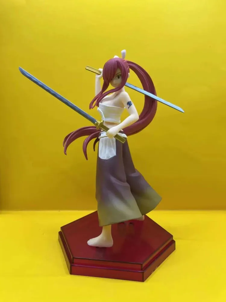 Erza Scarlet Figure 17cm Demon Blade Red Sakura Non PVC Action Figure Amine Birthday Gift Collectible Figurine