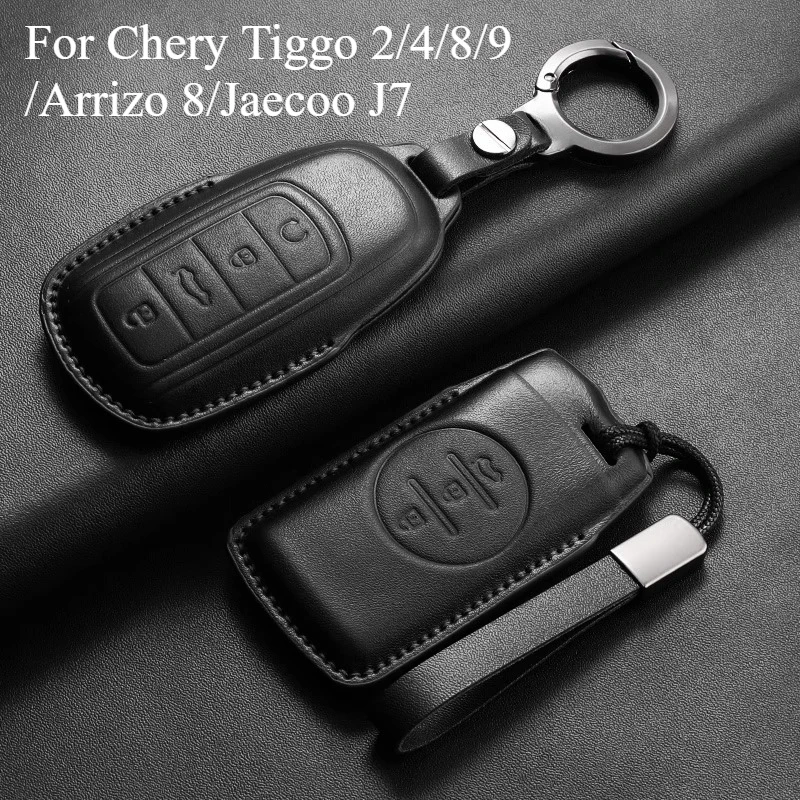 

For Chery Tiggo 2/4/8/9/Arrizo 8/Jaecoo J7 Genuine Leather Case Buckle Special Key Set Body Kits Car Interior Accessories
