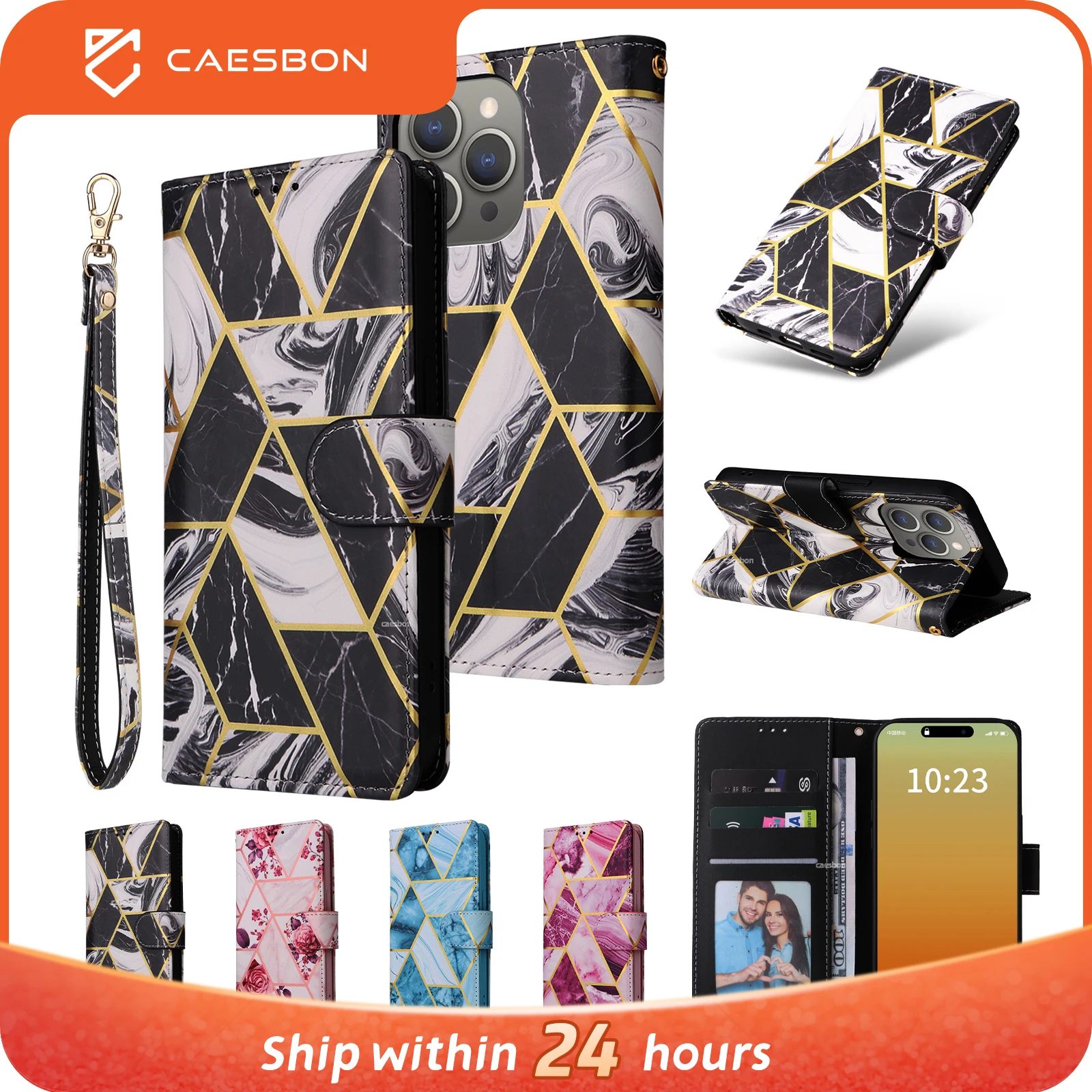 CAESBON Flip Leather Case Wallet Case For Samsung Galaxy A06 A16 Stand Card Slots Magnetic Phone Case A06 A16 Phone Cover DLS