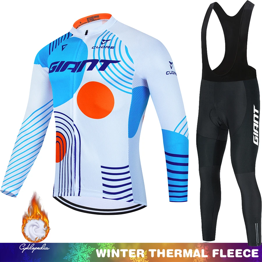 

Men's Cycling Outfit GIANT Winter Thermal Fleece Clothing Jersey Jumper Sportswear Set Bib Suit Man 2025 Termal Road Bicycle Mtb