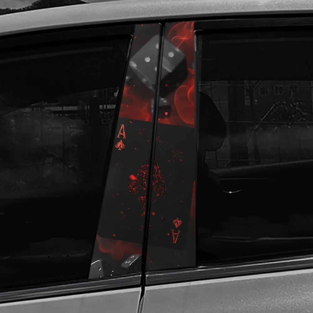Fire Poker PET Car Stickers Waterproof DIY Auto B-pillar Playing Card Decoration Cover Scratches Universal Vehicle Decals