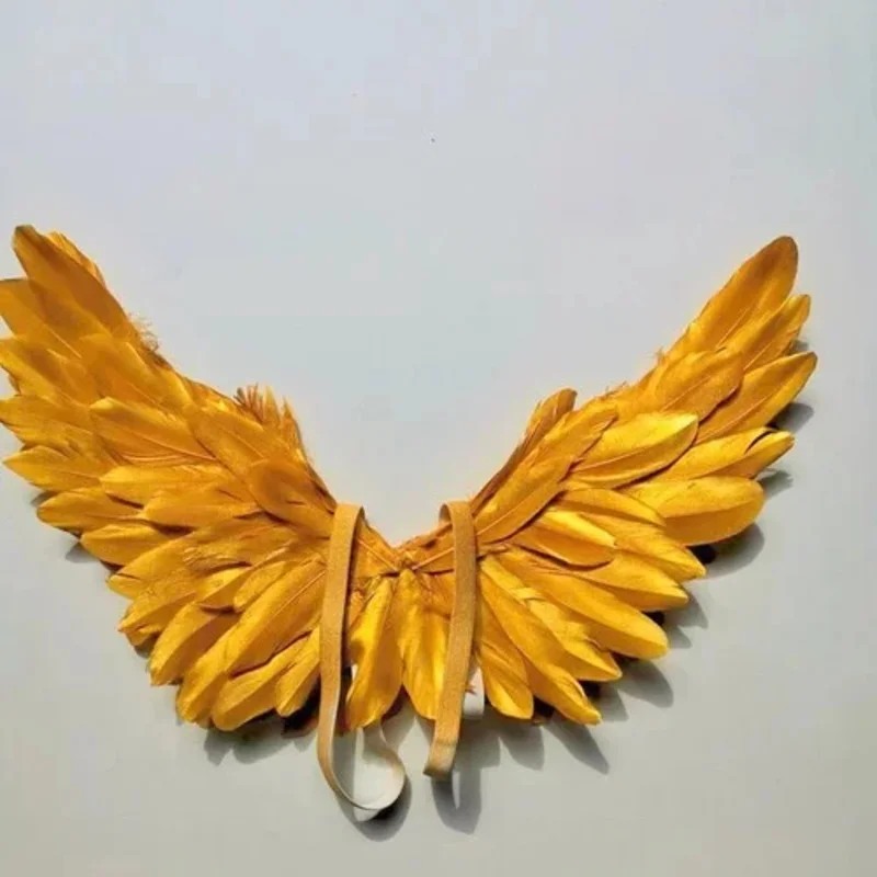 Alas de plumas de Ángel dorado para niños y adultos, modelo de pasarela, escenario, actuación de fiesta, actividades entre padres e hijos, vestido de princesa
