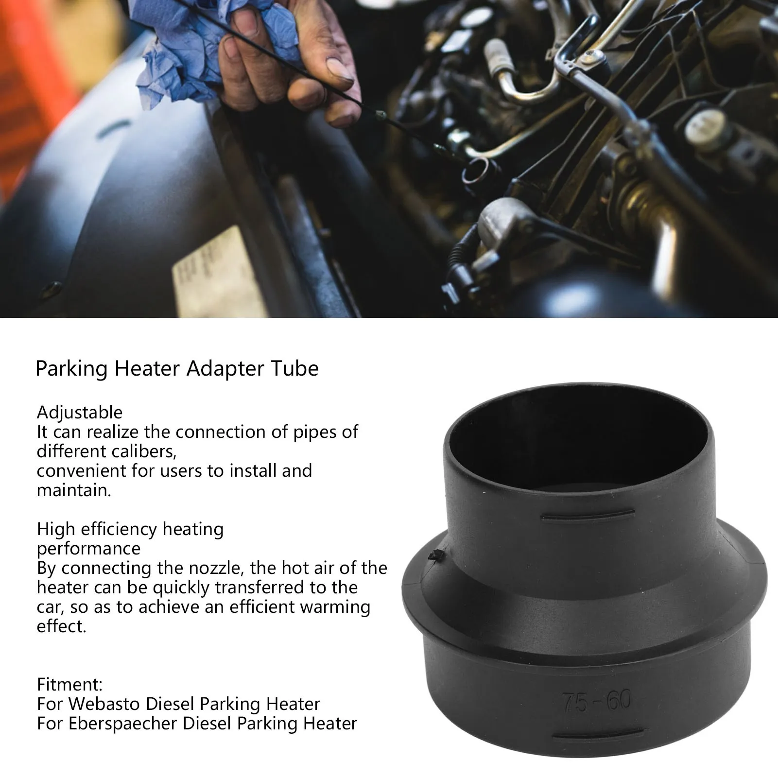 1 пара адаптеров для стояночного обогревателя, трубка от 60 до 75 мм, соединительный соединитель для труб обогревателя для разъема канала обогревателя Webasto
