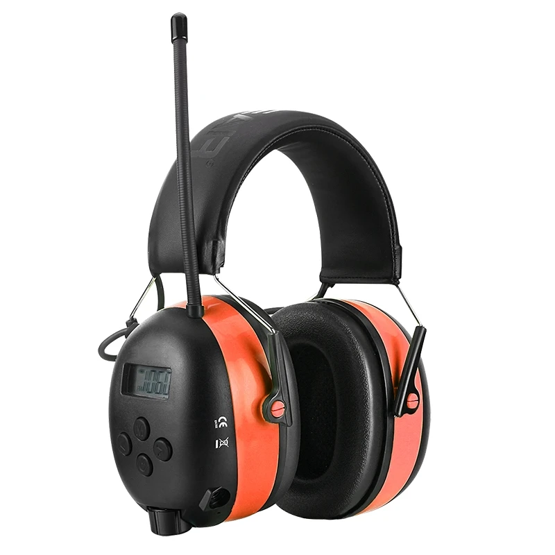 

EM033A Custom Logo Digital Display Bluetooth Noise Canceling Headphones FM/DAB Radio Lawn Mowing Soundproof Earmuffs