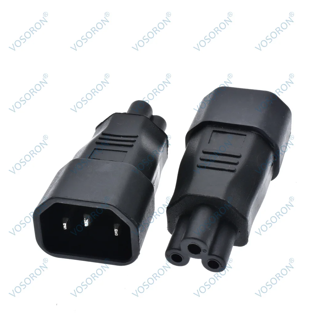 IEC 320 C14 3-Pin Male To C5 3-Pin Female Straight Power Plug Converter Adapter