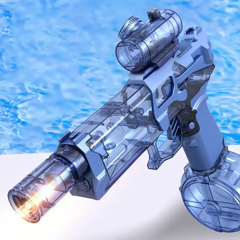 Pistola ad acqua per tiro elettrico a lungo raggio con giocattoli di illuminazione pistola giocattolo da spiaggia ad acqua per tiro completamente automatico ad alta pressione per bambini adulti