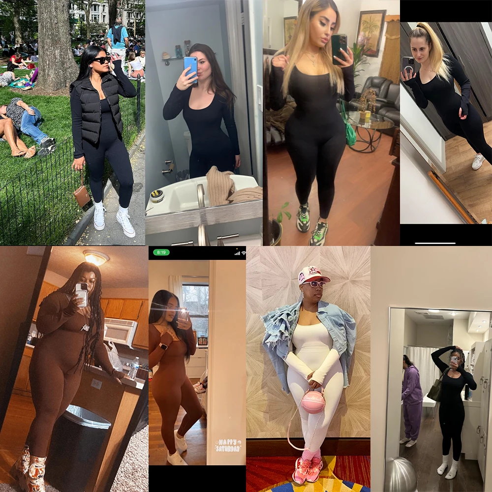 RUUHEE One Piece Jumpsuits Yoga Sets Bodysuit Women Tummy Control Fitness Workout Tracksuit Ribbed Long Sleeve Sportswear Women