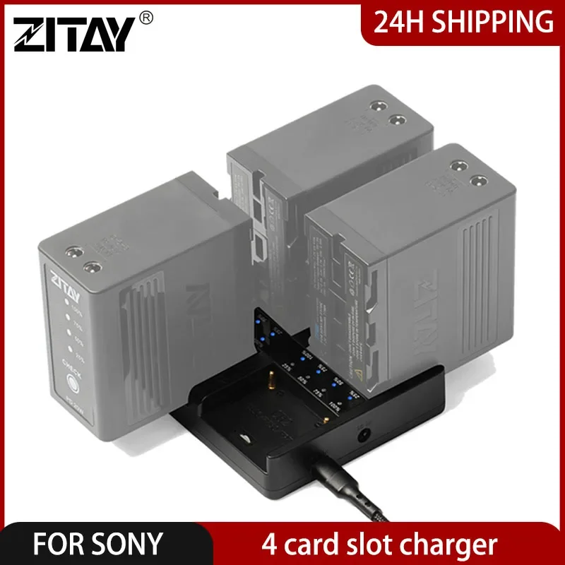 

ZITAY 4 slot camera battery charger smart LED indicator fast charging hub for Sony NP F970 F550 F750 F980 F770 F960 F530 F330