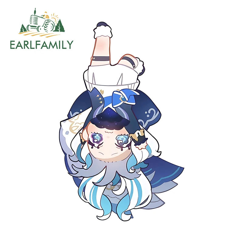 EARLFAMILY 13cm for Cute Genshin Impact Furina Nahida Car Stickers Amusing Upside Down Position Decals Creative Car Goods