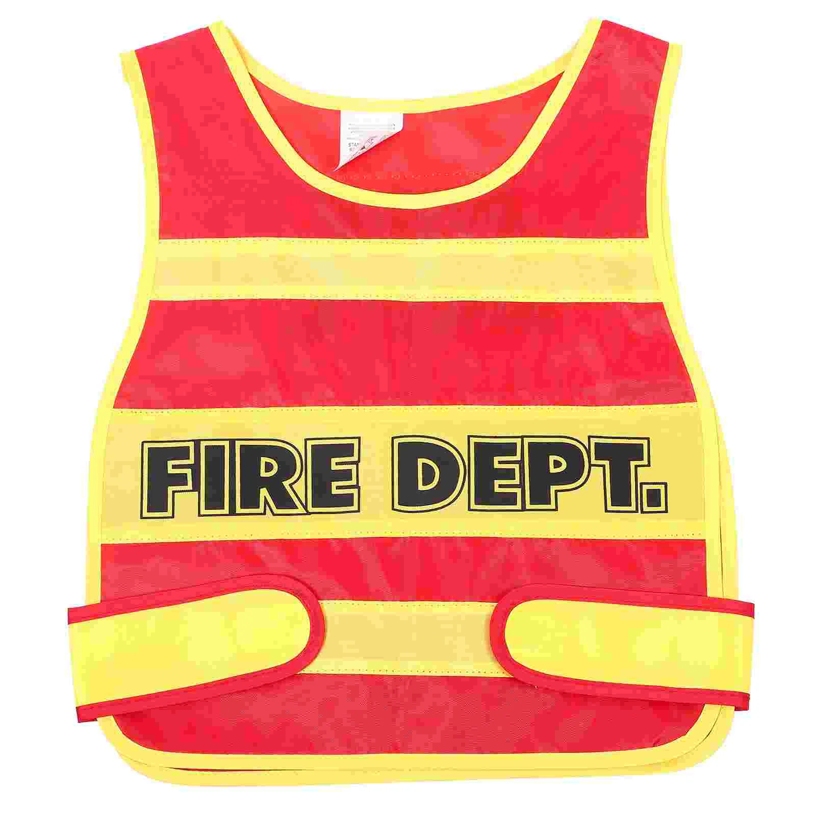 Children Fire Uniform Dress Toddler Firefighter Costume Kids Cosplay Vest Pretend Fabric