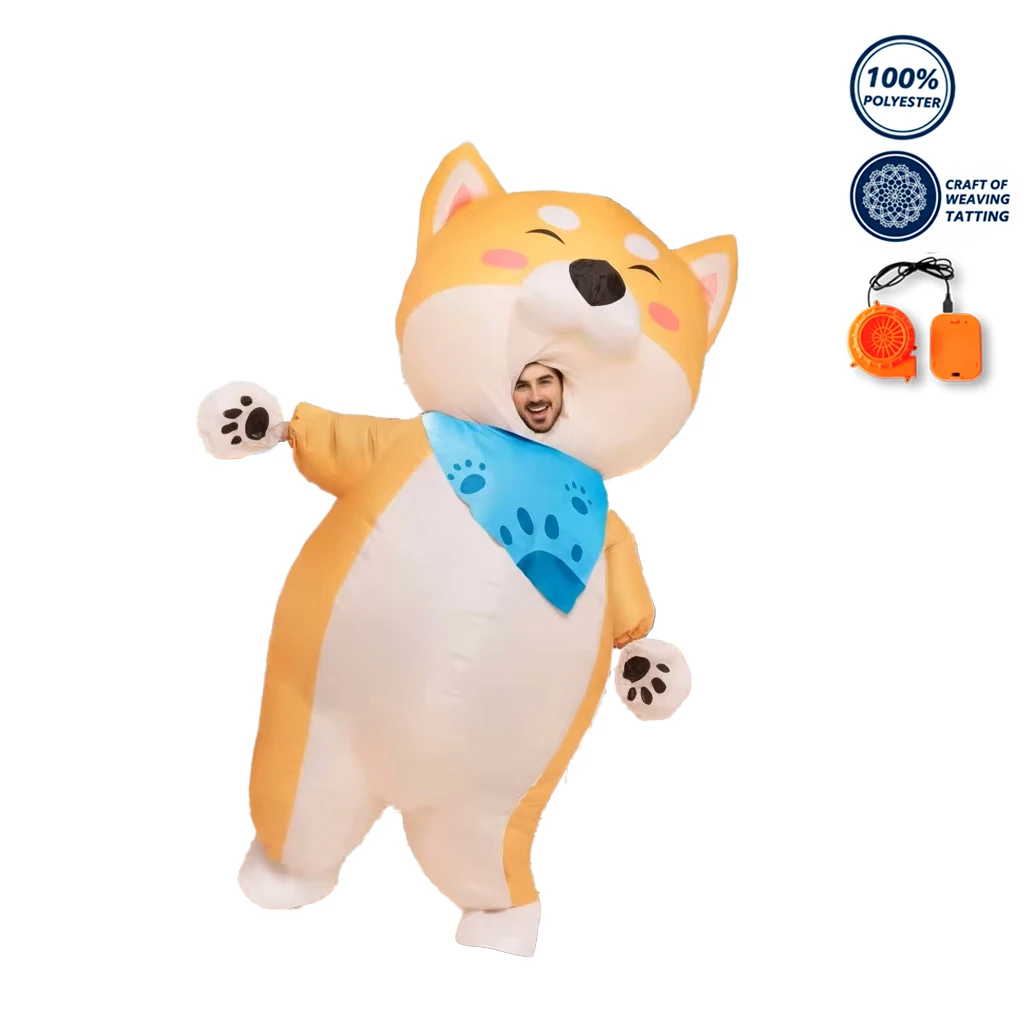 Inflatable Costume Adult Shiba Inu Funny Blow Up Dog Suit Cute Unisex for Halloween Christmas Party Cosplay (155-190CM)