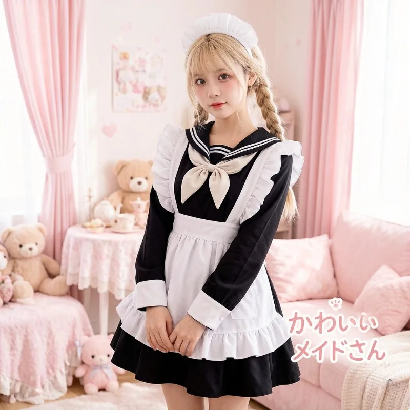 

Japanese Sailor Maid Uniform Long Sleeve Lolita Cosplay Costume Cute Style Outfit for Stage Show Party Carnival Role Play