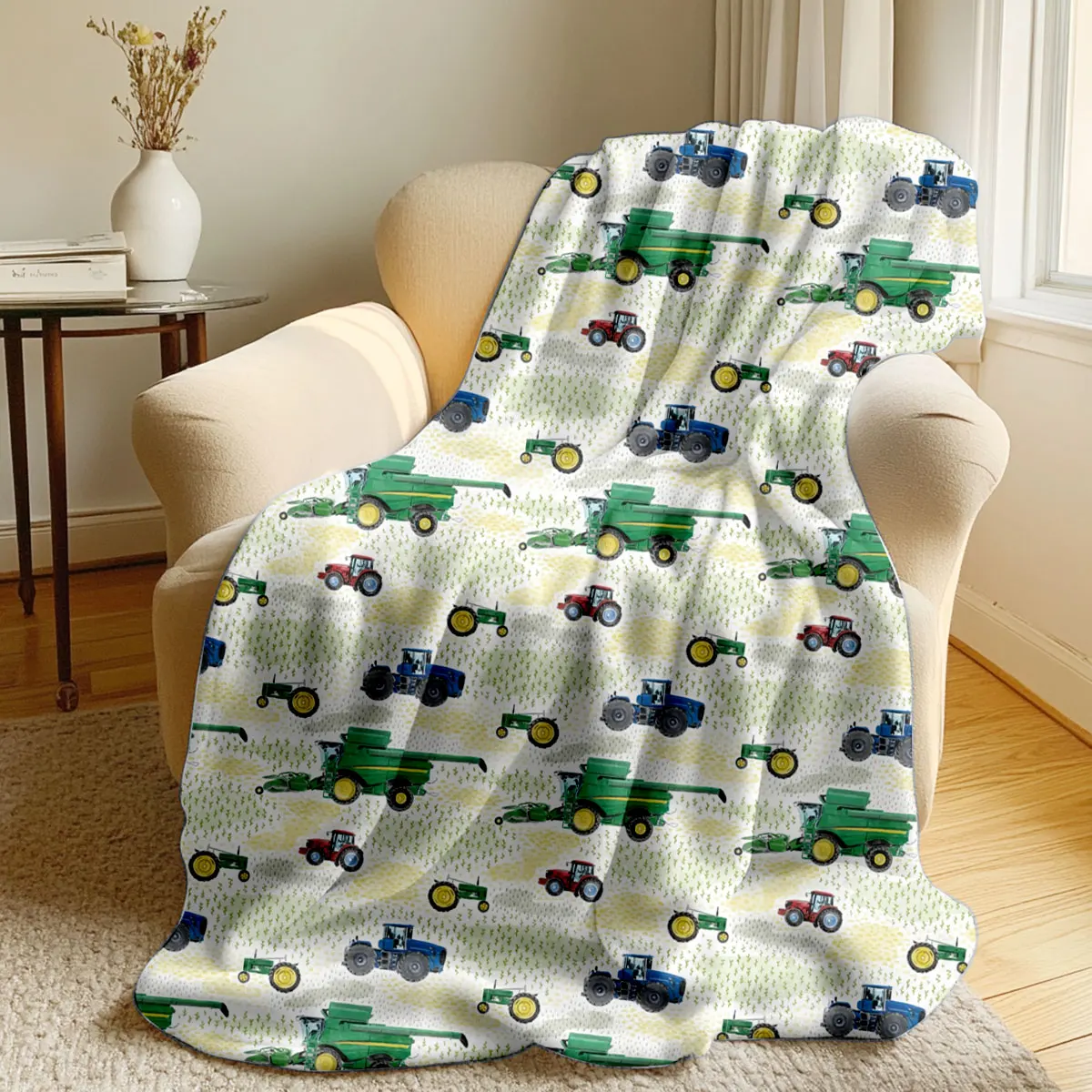 

Tractor Customized Blanket Personalized Photo Flannel Blanket Gift Customized Text Picture for Pets Friends and Family Blanket