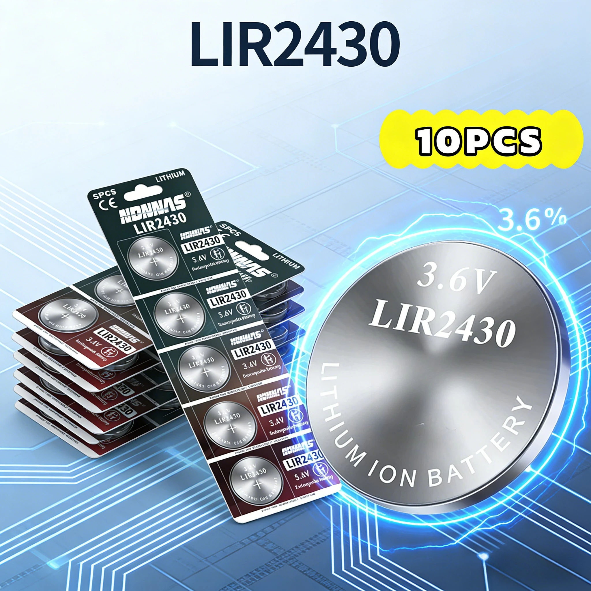 

2-10PCS LIR2430 LIR2450 Rechargeable Battery CR2430 CR2450 Lithium charging Can Replace for watches