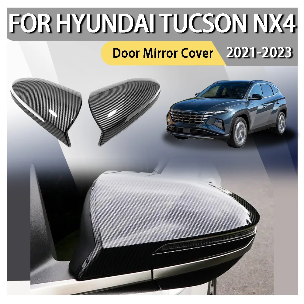

Car Decoration For Hyundai Tucson NX4 2021 2022 2023 Car Rearview Side Mirror Cover Wing Cap Exterior Carbon Fiber Look