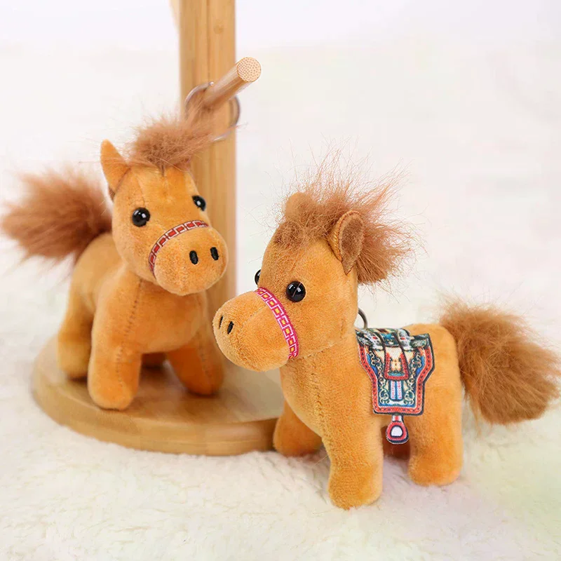 10 CM Carino Mini Cavallo Ciondolo Portachiavi Peluche Kawaii Animale Simulazione Farcito Bambola Borsa Decor Bambini Zodiaco Cavallo Regali