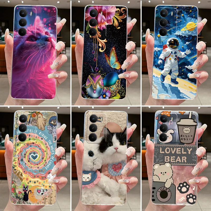 

TPU Transparent Case For Realme P3 Lite Protective Cover Lovely Cute Cat Astronaut Cartoon Soft Silicon Bumper Coque Fundas Etui