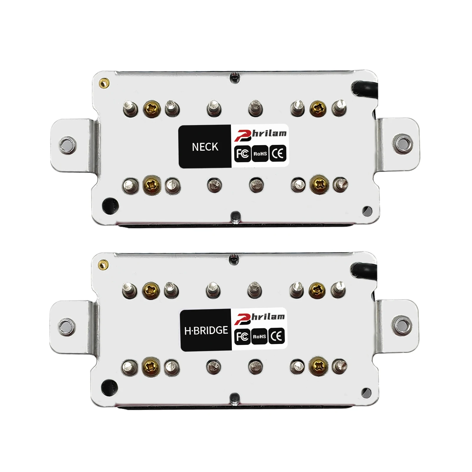 مجموعة التقاطات الجيتار الكهربائي من فريلام هامبوكر أقطاب سداسية قابلة للتعديل غير مغطاة لجسر الرقبة والمعدن الثقيل #2