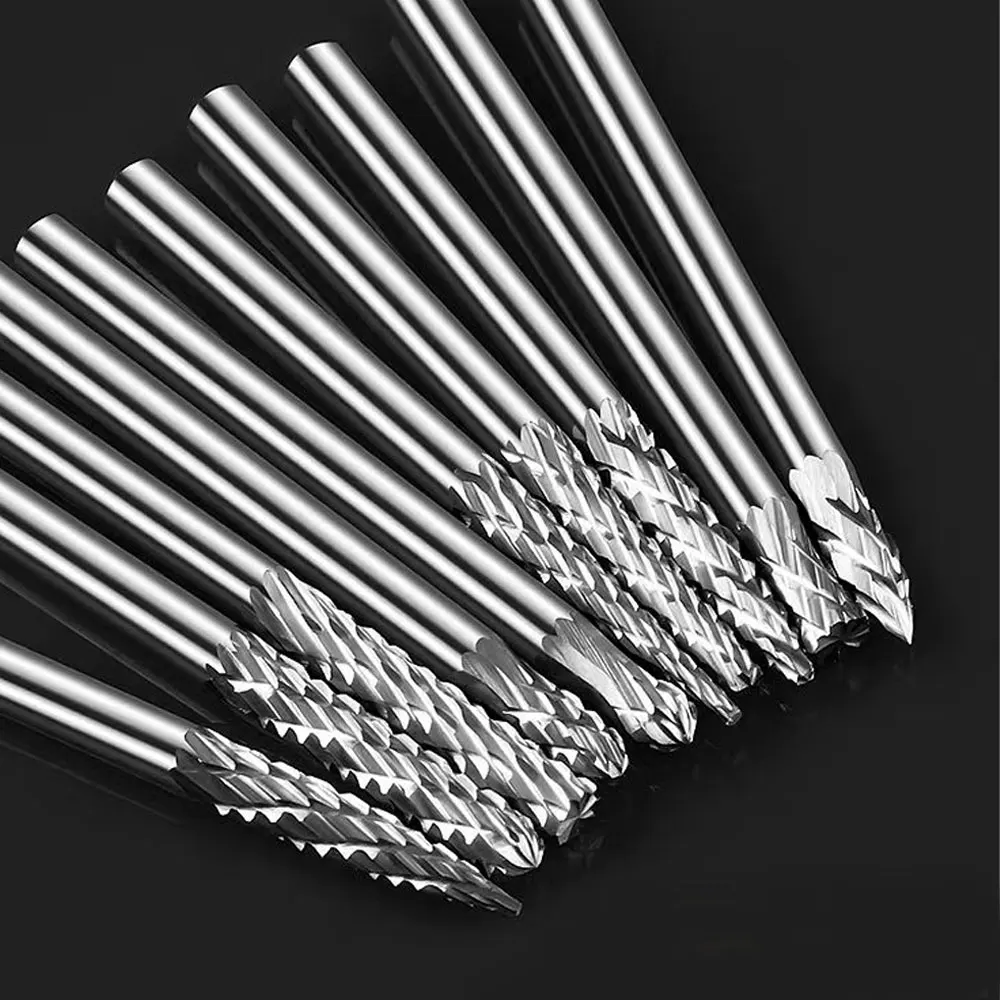 Prodrill 10Pcs Carbide Burr Set Tungsten Carbide Rotary Files Burrs for Die Grinder Drill 0.118