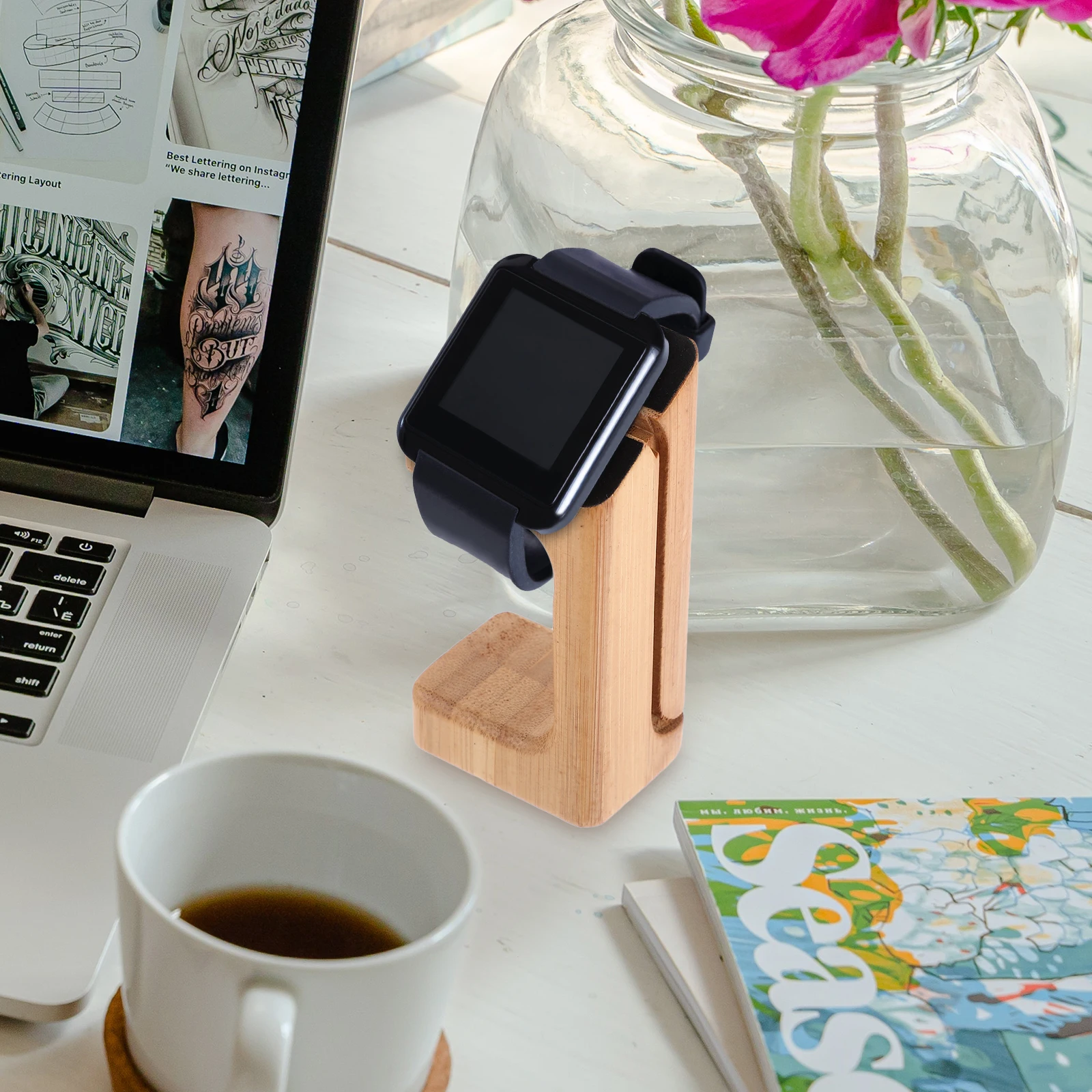 

Bamboo Wooden Stand Bracket Holder Wireless Mount Station Wood Grain Lightweight Durable Home Bedroom Study Decoration