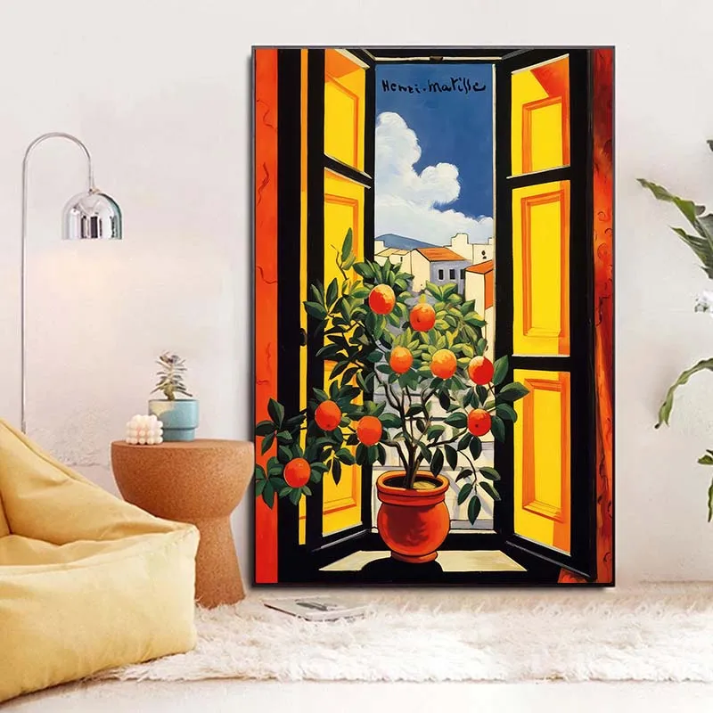 Henri Matisse Open Window Poster Landscape Prints Painting Posters Canvas Art Nordic Wall Pictures Room Home Cuadros Decoration