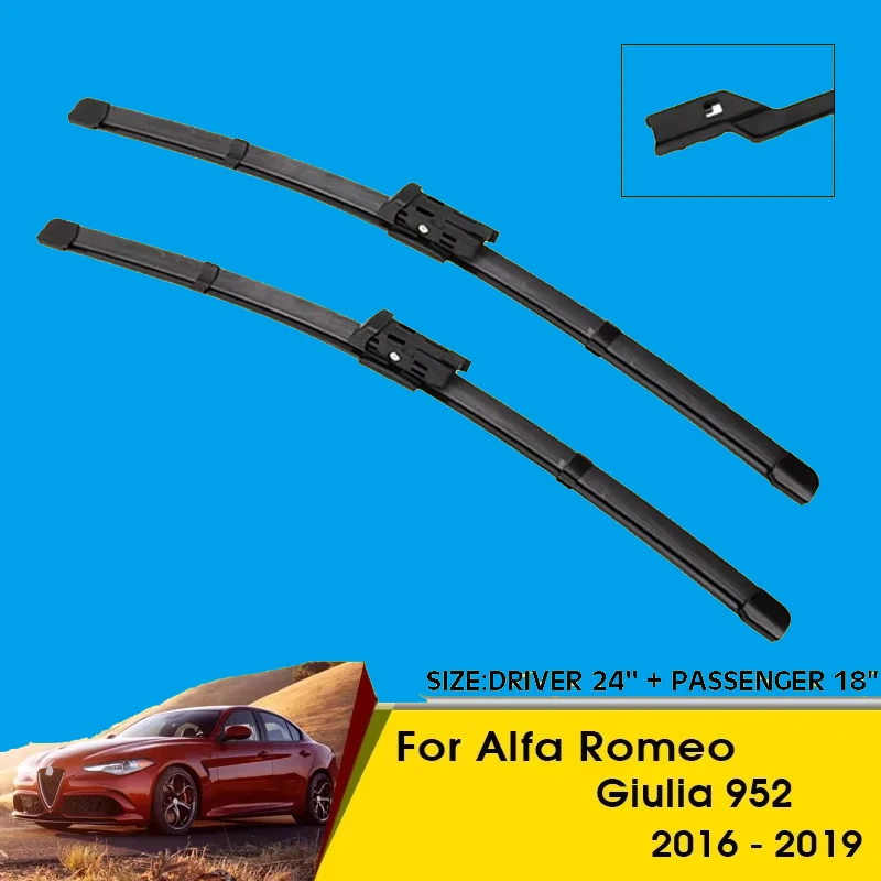 

Car Wiper Blades For Alfa Romeo Giulia 952 2016-2019 Windshield Windscreen Front Window Blades 24"+18" Car Accessories
