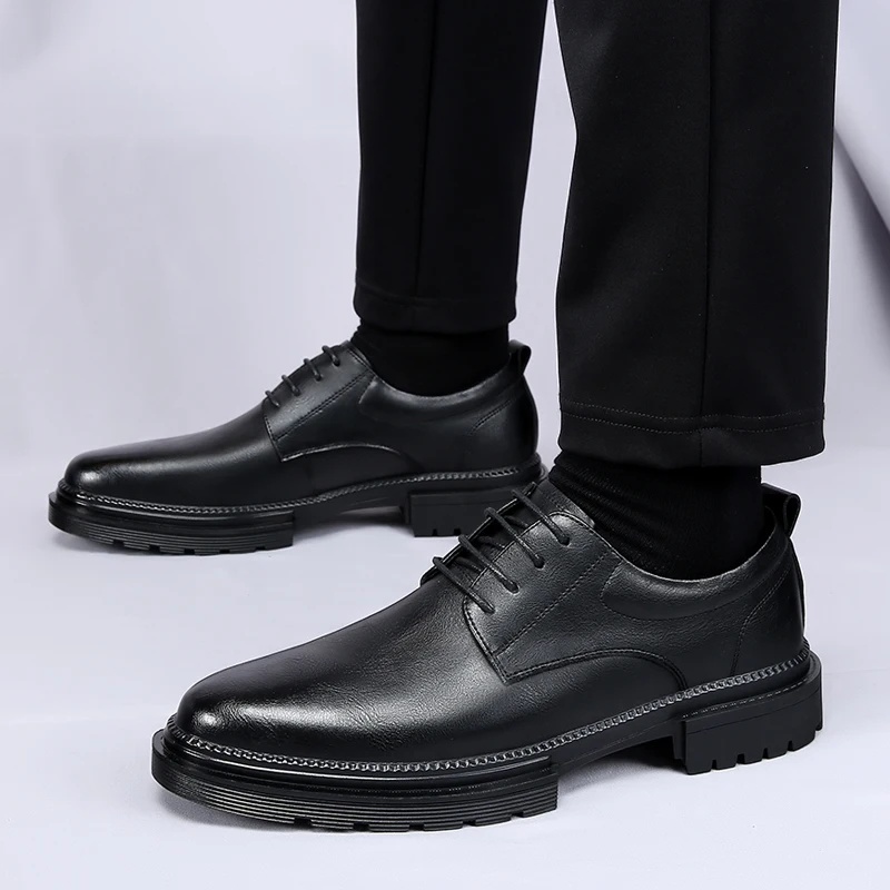 Zapatos formales de cuero para hombre, calzado de diseño minimalista a la moda para boda, fiesta al aire libre, Trabajo, Oficina, ocio, negocios, novedad