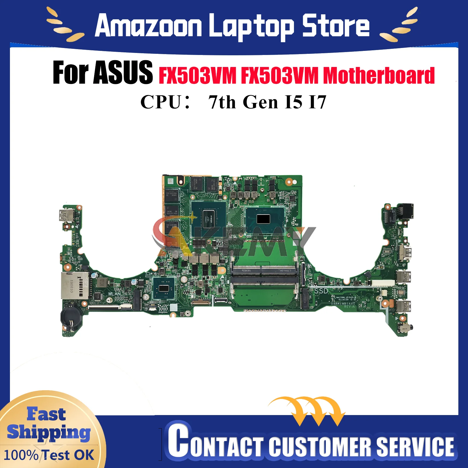

FX503VM Laptop Motherboard For ASUS TUF Gaming FX503V FX503VM Notebook Mainboard With I5 I7 CPU 100% tests OK fast shipping stk