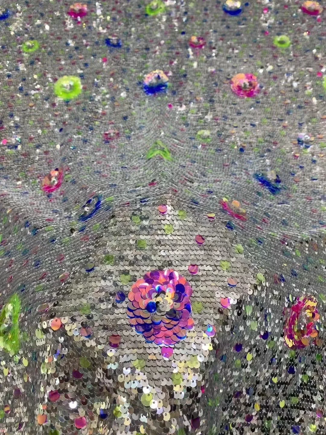 Latest luxury white gauze French lace sequins lace fabric, Africa Nigeria multicolor glitter tulle lace fabric quality