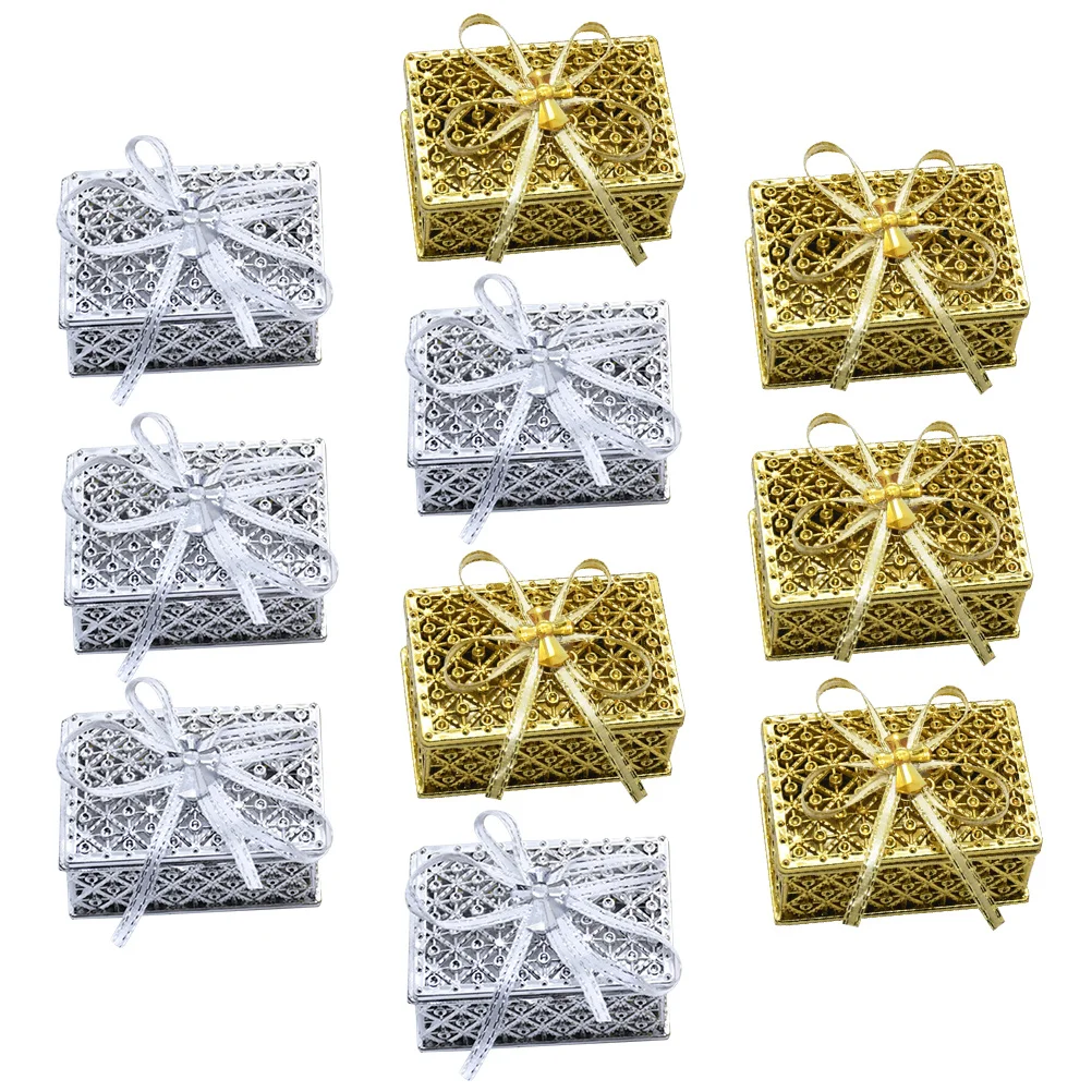 

10Pcs Necklace Boxes Bowknot Jewelry Storage Cases Retro Trinket Boxes Decorative Organizer Jewelry Holders for Rings Earrings