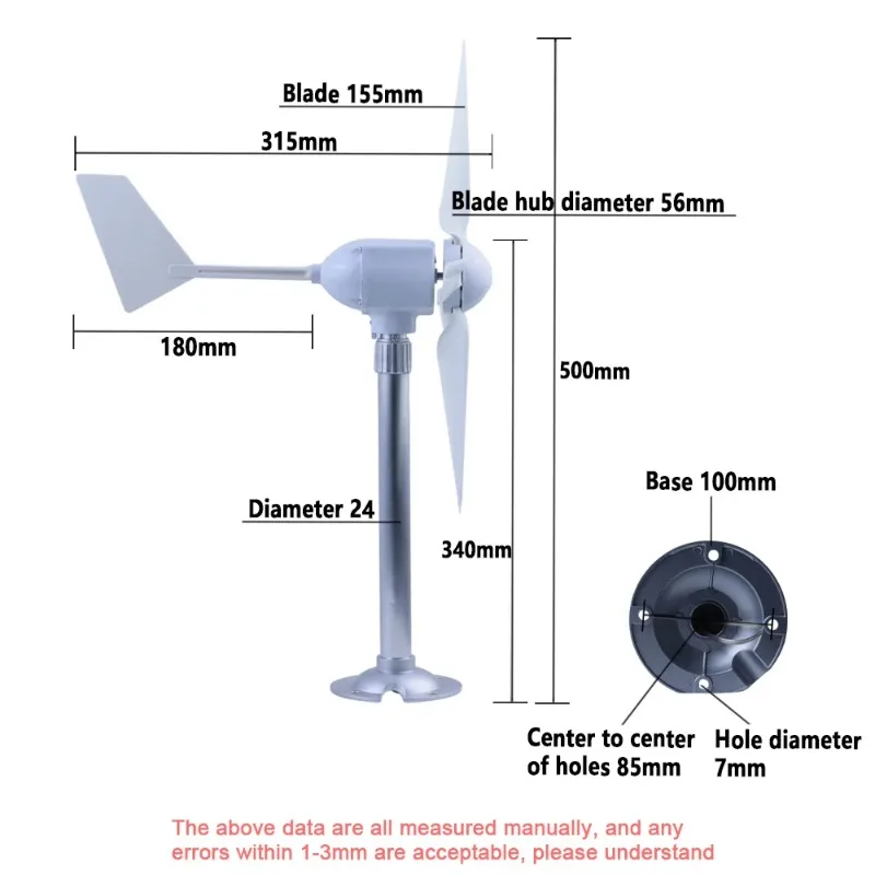 OvO Store 5-blade Micro Wind Turbine, Three-phase AC Permanent Magnet Motor, for DIY Science Education and Outdoor Charging