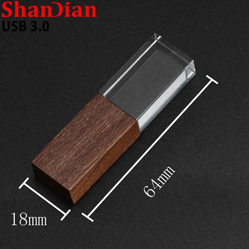 High Speed USB 3.0 Flash Drive Brown Wooden Crystal Maple 64GB 32GB 4GB Pen usb 128GB Free custom logo Wedding Photography Gifts