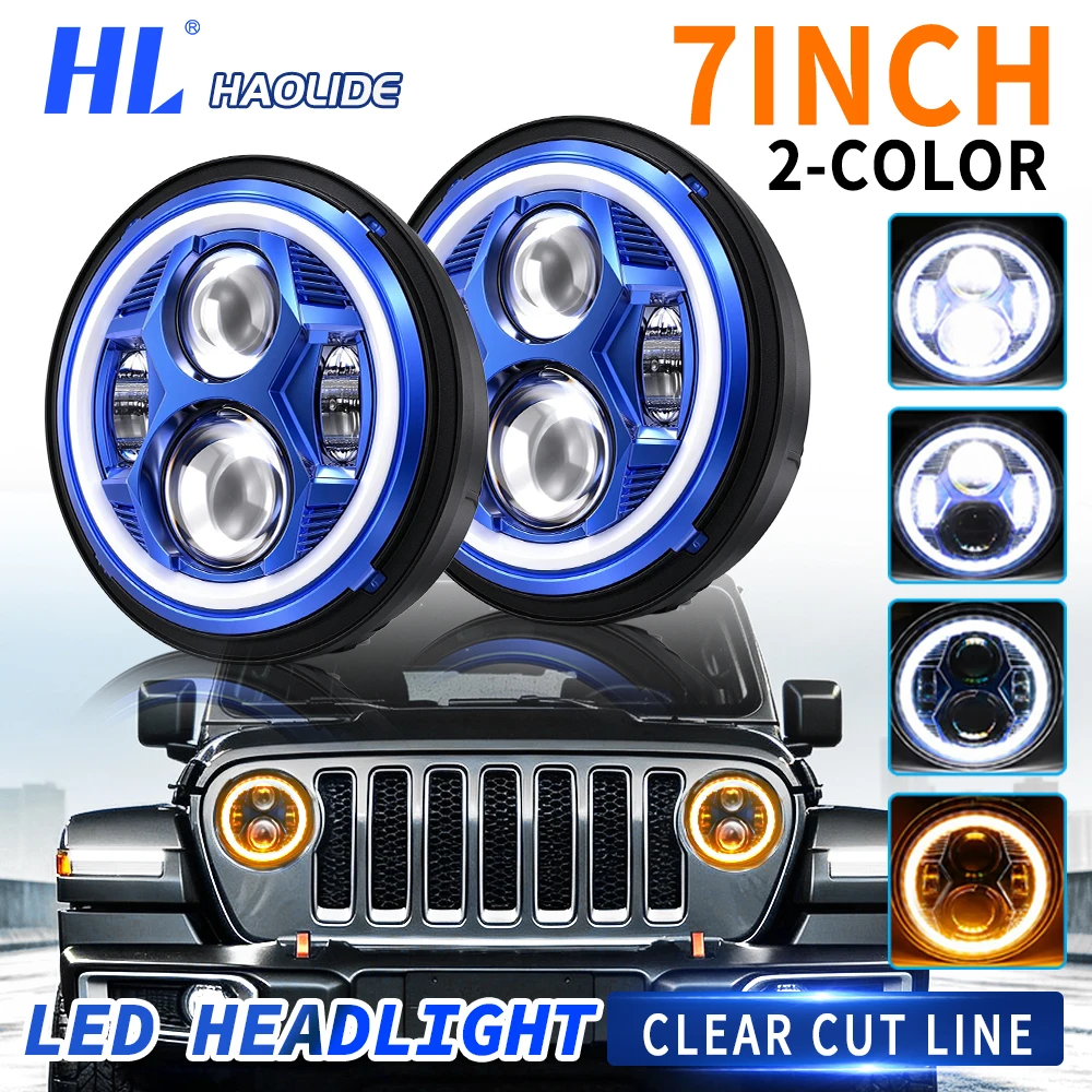 HL for Nissan Patrol Y60 Hummer H1&H2 Lada 4X4 7inch LED Headlight DRL For Wrangler TJ JK LJ CJ 7inch for Land Rover Defender