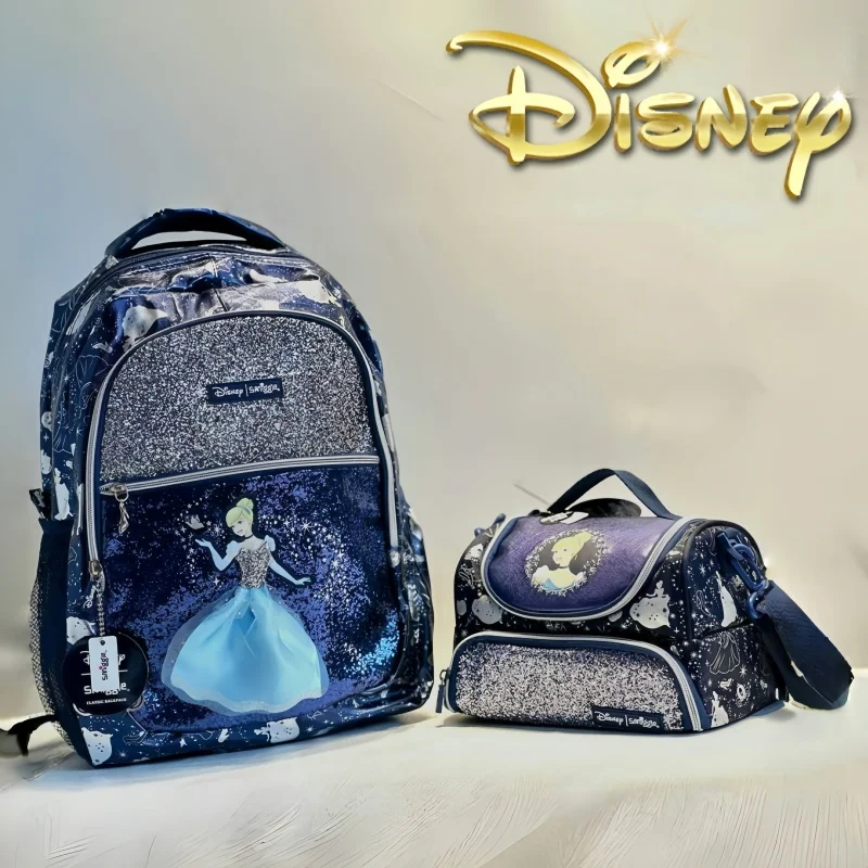 

Оригинальный школьный портфель в наличии Hot Disney, темно-синий рюкзак Золушки, коробка для канцелярских принадлежностей, сумка для еды, сумка через плечо, студенческие праздничные подарки