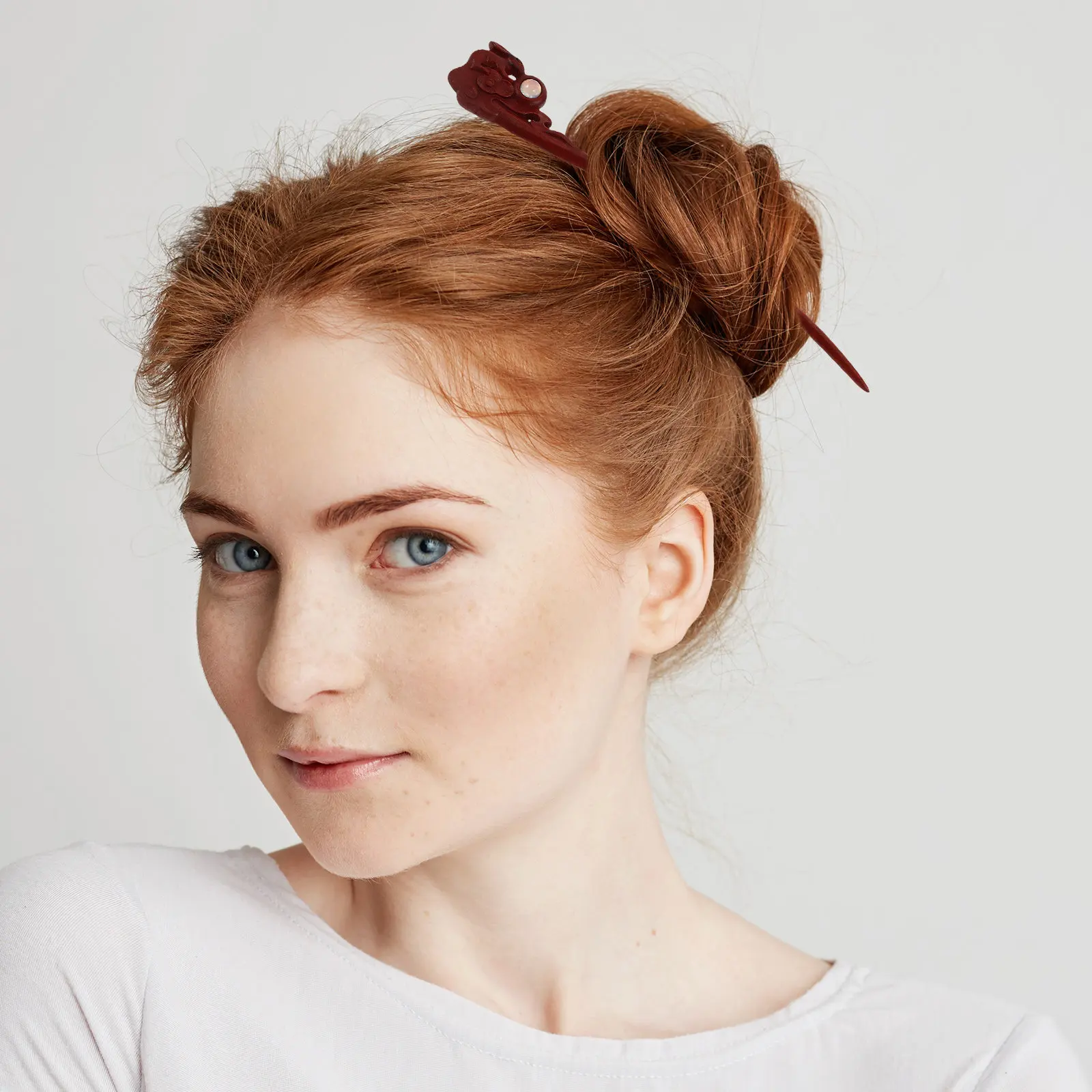 

Red Sandalwood Wooden Hair Stick for Women 1 Piece Vintage Chinese Bun Stick Lightweight Hairpin for Long Hair Retro Accessory